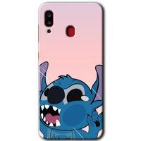 Samsung Galaxy A20 Kılıf HD Desen Baskılı Arka Kapak + Temperli Cam - Stitch
