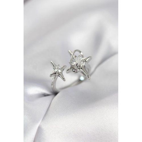 Gümüş Renk Kutup Yıldızı Model Zirkon Taşlı Kadın Yüzük