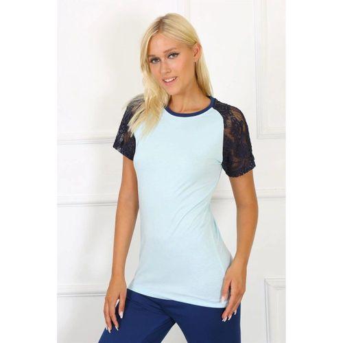 Kadın Kolu Dantelli Penye Pijama Takım Su Yeşili