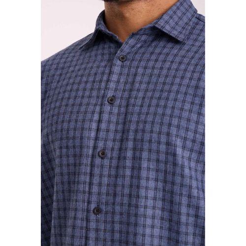 Alfonso Ekose Büyük Kareli Flanel Kumaş Gömlek Mavi - Wilder Yumuşak Modal Kumaş Rahat Kalıp Pantolon Siyah