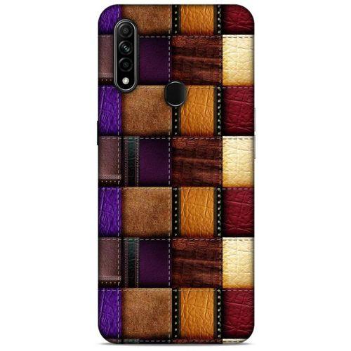 Oppo A31 Kılıf Patchwork (13) Silikon Kap Mor Turuncu