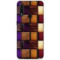 Oppo A31 Kılıf Patchwork (13) Silikon Kap Mor Turuncu