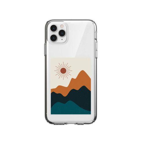 iPhone 11 Pro Mountain & Sun Desenli Premium Şeffaf Silikon Kılıf