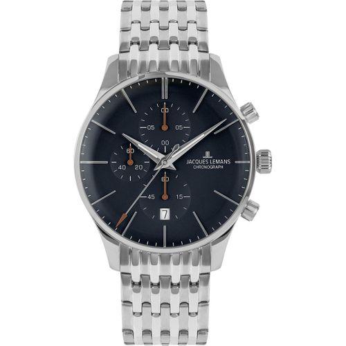 Jacques Lemans London JL.1-2163H Quartz Çelik Gri Mavi Kadran 40 mm Erkek Kol Saati