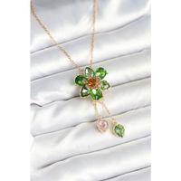 316L Çelik Zincir Gold Renk Çiçek Model Sallantılı Kadın Kolye