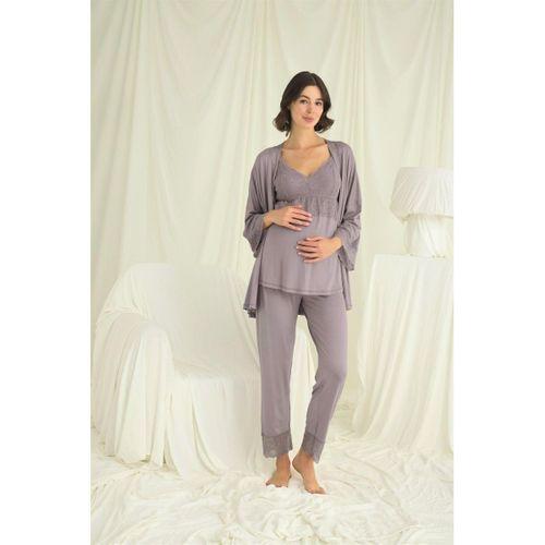 Dantelli Hamile Lohusa 3lü Pijama Takımı