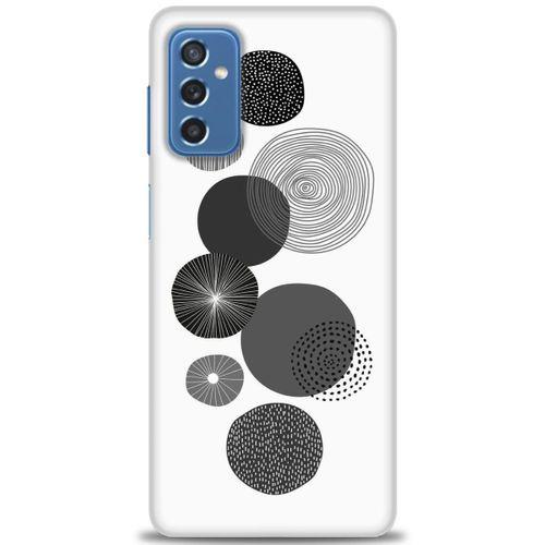 Samsung Galaxy M52 5G Kılıf HD Baskılı Kılıf - Siyah Daire + Tam Ekran Koruyucu