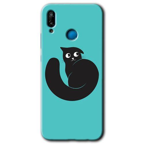 MRCİLETİSİM Huawei P20 Lite Kılıf HD Desen Baskılı Arka Kapak + Temperli Cam - Cat Vector