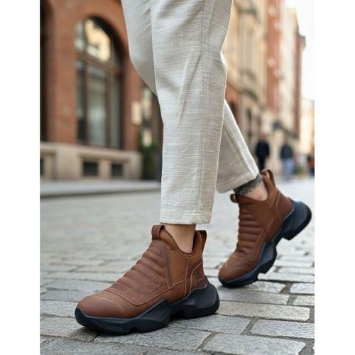 BA0401 Bağcıksız Rahat Yüksek Taban Taba Erkek Spor Yarım Bilek Bot