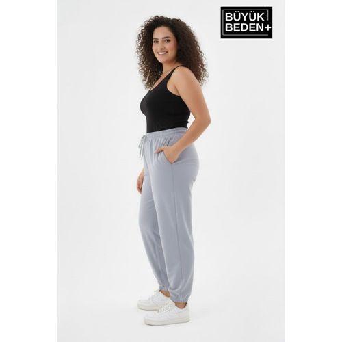 Kadın Büyük Beden Paça Lastikli İki İplik Rahat Kalıp ince Eşofman Altı SPR26BEAK951