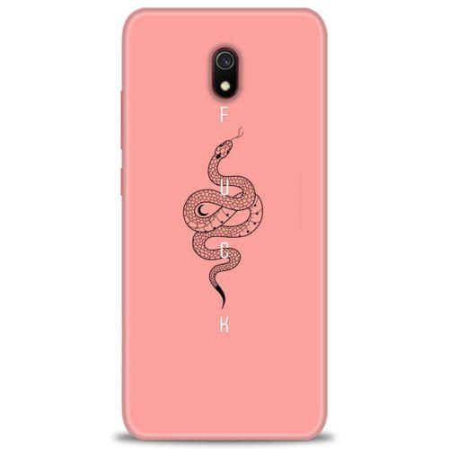 Xiaomi Redmi 8A Kılıf HD Baskılı Kılıf - Pembe Yılan + Tam Ekran Koruyucu