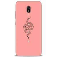 Xiaomi Redmi 8A Kılıf HD Baskılı Kılıf - Pembe Yılan + Tam Ekran Koruyucu