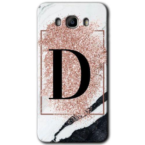 Galaxy J7 2016 Kılıf HD Desen Baskılı Arka Kapak - Pembe Mermer Desenli D Harfi
