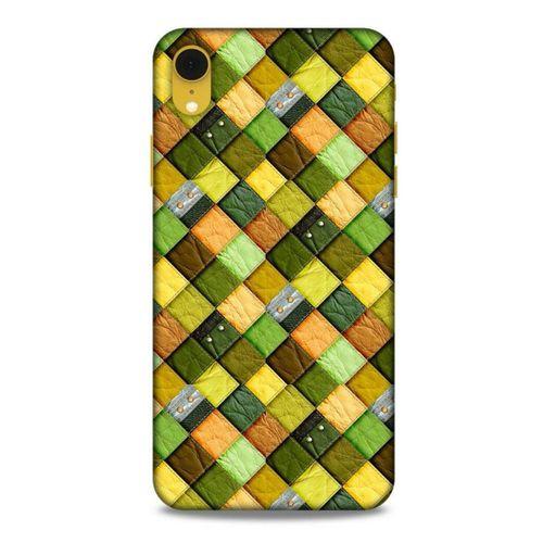Apple iPhone XR Kılıf Patchwork (49) Ultra Silikon Kılıf Sarı Yeşil