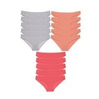 15 Adet Süper Eko Set Likralı Kadın Slip Külot Gri Pudra Fuşya