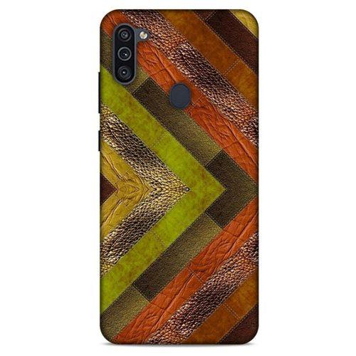 Samsung Galaxy M11 Kılıf Patchwork (10) Full Koruma Kılıfı Yeşil Turuncu