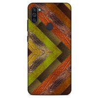 Samsung Galaxy M11 Kılıf Patchwork (10) Full Koruma Kılıfı Yeşil Turuncu