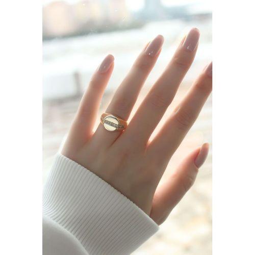 Punta Zirkon Taşlı Gold Kaplama Kadın Yüzük