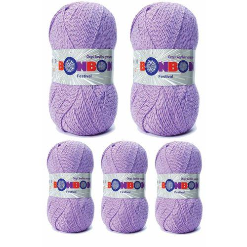 5 Adet Festival Simli Örgü İpi Yünü Renk No:205