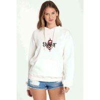 Slipknot Baskılı Beyaz Kadın Kapşonlu Sweatshirt