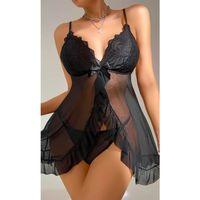 Kadın Siyah Fantezi Gecelik Tül Dantel Detaylı Fantezi Gecelik 2117