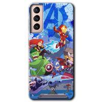 Samsung Galaxy S21 Plus HD Baskılı Kılıf + 9D Tam Ekran Koruyucu - Avengers Cartoon