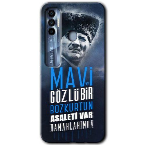 Potkal Hediye Fabrikası Tecno Spark 7 Pro Kılıf HD Desen Baskılı Arka Kapak - Bozkurt Atatürk