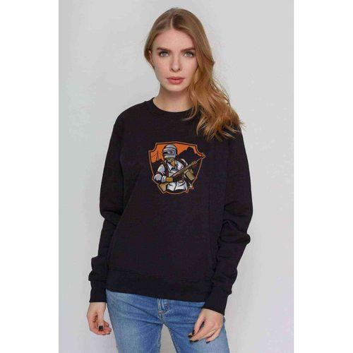 Pubg Soldier Running Baskılı Siyah Kadın Sweashirt