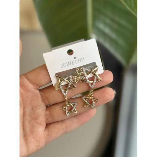 Sallantılı Yıldız Küpe - Altın