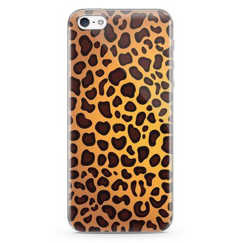 Apple iPhone 5 Kılıf Sarı Leopar Arka Kapak Koruma Desenli Full Koruyucu