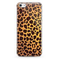 Apple iPhone 5 Kılıf Sarı Leopar Arka Kapak Koruma Desenli Full Koruyucu