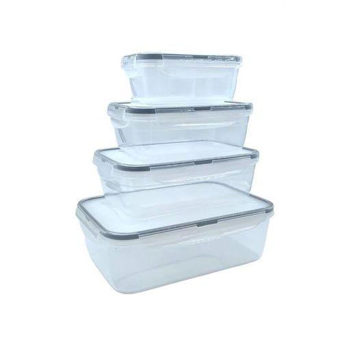 4lü İç İçe Sızdırmaz Contalı Kilitli Kapaklı Plastik Erzak Saklama Kapları LC315