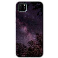 MRCİLETİSİM Huawei Y5P Kılıf HD Desen Baskılı Arka Kapak + Temperli Cam - Gece Galaksi