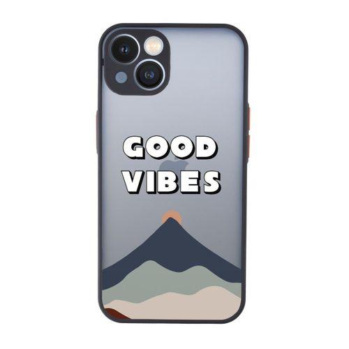 iPhone 13 Uyumlu Good Vibes Desenli Kamera Korumalı Buzlu Şeffaf Lüx Telefon Kılıfı