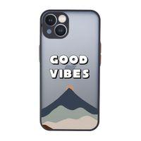 iPhone 13 Uyumlu Good Vibes Desenli Kamera Korumalı Buzlu Şeffaf Lüx Telefon Kılıfı