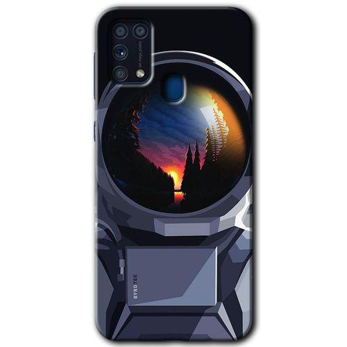 MRCİLETİSİM Samsung Galaxy M31 Kılıf Baskılı Kapak - Astronot +Tam Ekran Koruyucu