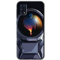 MRCİLETİSİM Samsung Galaxy M31 Kılıf Baskılı Kapak - Astronot +Tam Ekran Koruyucu