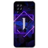 Samsung Galaxy M12 Kılıf Baskılı Kapak - Dark Neon Yaprak I Harfi +Tam Kaplayan Mat Seramik