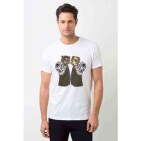 Animal Gangsta Dog And Tiger Mafia Baskılı Beyaz Erkek Tshirt
