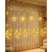 Hilal Yıldız Perde Led Işık 2 Modlu Sıcak Beyaz Dekoratif Aydınlatma