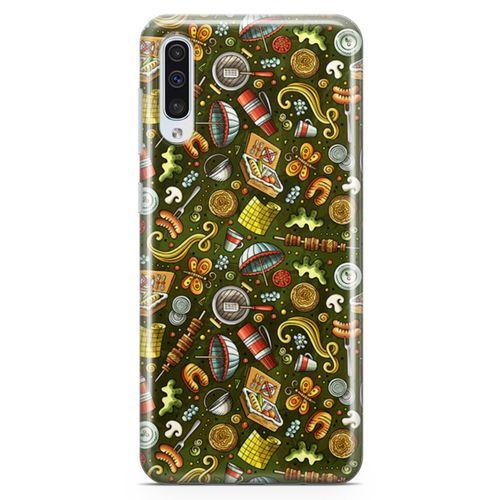 Samsung Galaxy A50 Kılıf Barbekü Doodle Arka Kapak Koruma Desenli Full Koruyucu