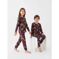 6/14 Yaş Ekose Ayıcık Baskılı Pamuk Penye Çocuk Pijama Takımı