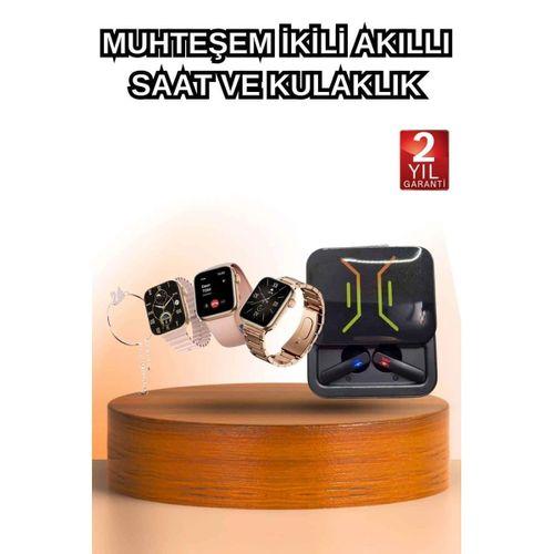 Wireless Şarjlı Akıllı Saat Ve Dijital Göstergeli Kablosuz Bluetooth Kulaklık Nabız Ölçer