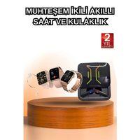 Wireless Şarjlı Akıllı Saat Ve Dijital Göstergeli Kablosuz Bluetooth Kulaklık Nabız Ölçer
