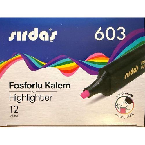 Sırdaş Fosforlu Kalem 12'li Paket Pembe 603