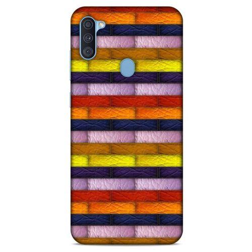 Samsung Galaxy A11 Kılıf Patchwork (30) Silicone Case Şeker Pembe Sarı