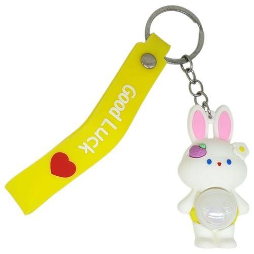 Figürlü ve Işıklı Silikon Anahtarlık -  Tavşan - Sarı