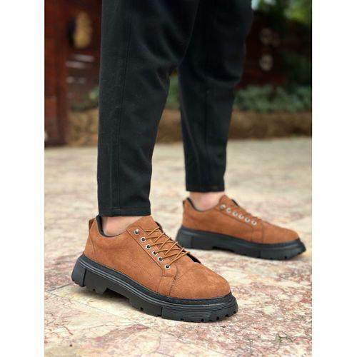 BA0245 Taba Süet Akıllı Lastik Bağcık Yüksek Siyah Taban Günlük Erkek Ayakkabı