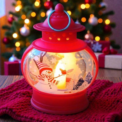 VIP OVAL KIRMIZI KARDAN ADAM YILBAŞI FENERİ GÜN IŞIĞI LED IŞIKLI FENER YILBAŞI HEDİYELERİ 14X8X4 CM