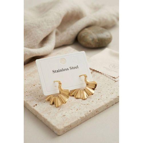 316L Çelik Gold Renk Yelpaze Model Küpe